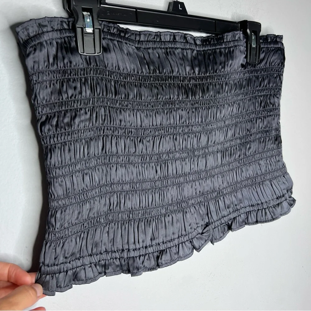 Free People Be Right Back‎ Gray Navy Blue Tube Top B1